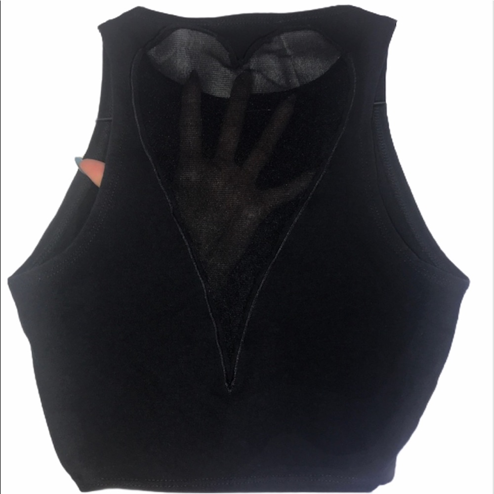 See-Through Sheer Back Heart Crop Top